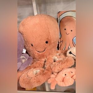 NWT Jellycat Octopus Plush – Super Soft Peach – Large – Authentic